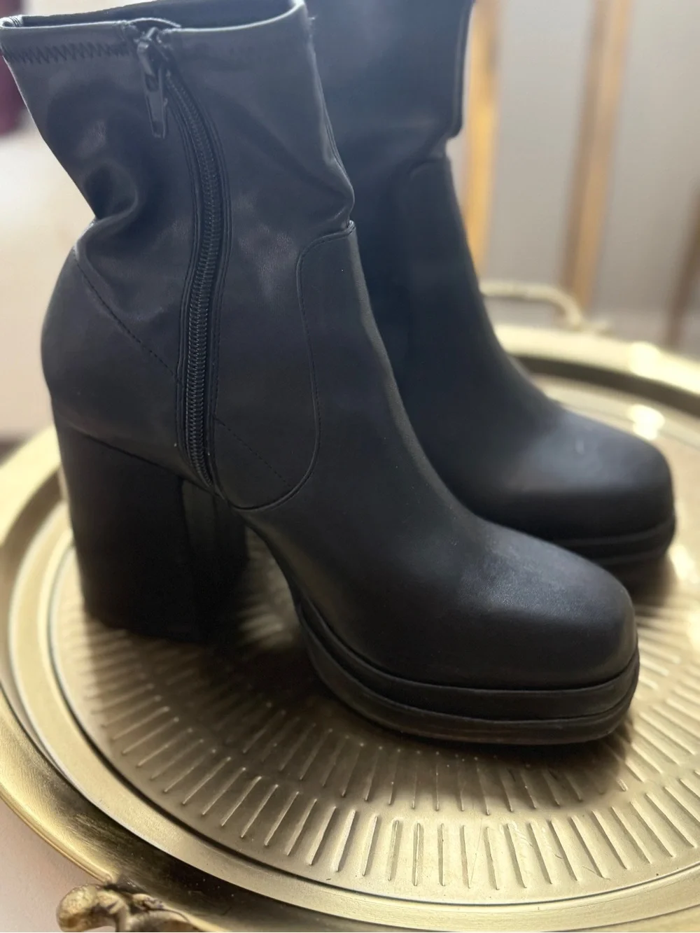 Madden Girl Black Platform Block Heel Ankle Boots